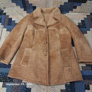 True Vintage 70s Abercrombie Fitch Suede Shearling Penny Lane Ranch Coat Medium